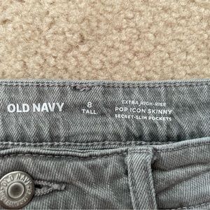 Old Navy High Rise Pop Icon Skinny Jeans Raw/Fringe Hem Button Fly (Size 8 Tall)